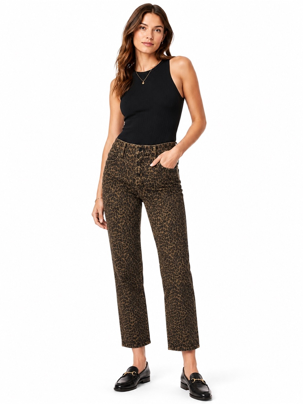 NWT FRAME Le Sleek Straight Leopard Print Jeans Women’s 29 High Rise $268